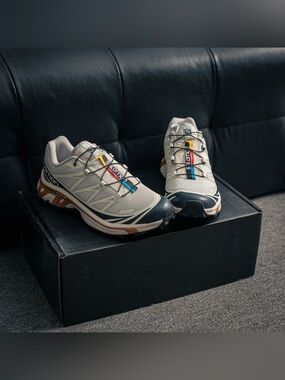 Salomon XT‑6 White Navy Trail Sneakers